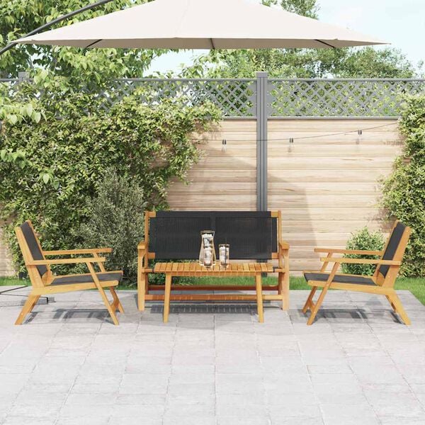 vidaXL Gartenst&uuml;hle mit Tisch 4 pcs Schwarz Massivholz Akazie