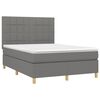 vidaXL Boxspringbett mit Matratze & LED Dunkelgrau 140x200 cm Stoff