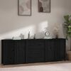 vidaXL Sideboard Schwarz 230x35x80 cm Massivholz Kiefer
