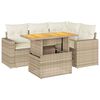 vidaXL 5-tlg. Garten-Sofagarnitur mit Kissen Beige Poly Rattan