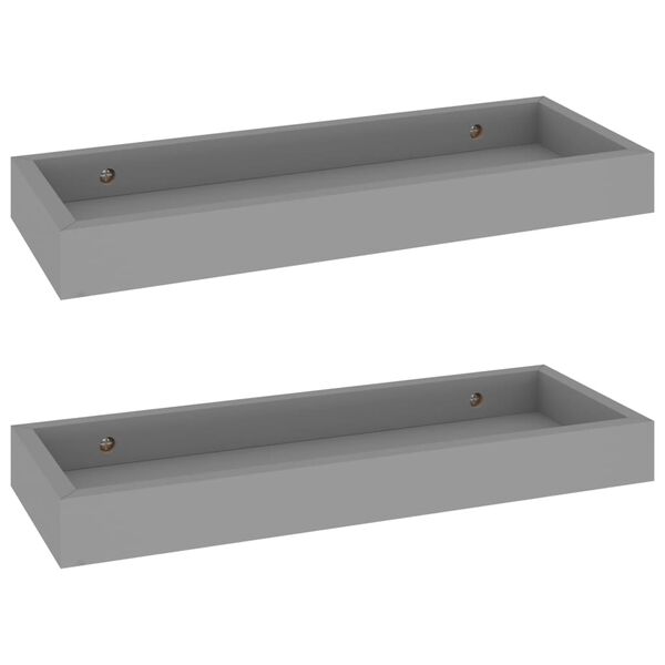 vidaXL Loggia Wandregale 2 Stk. Grau 40x15x4 cm MDF