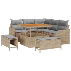 vidaXL Garten-Sofa-Set mit Kissen mit Kissen 8 pcs Beige und Hellgrau