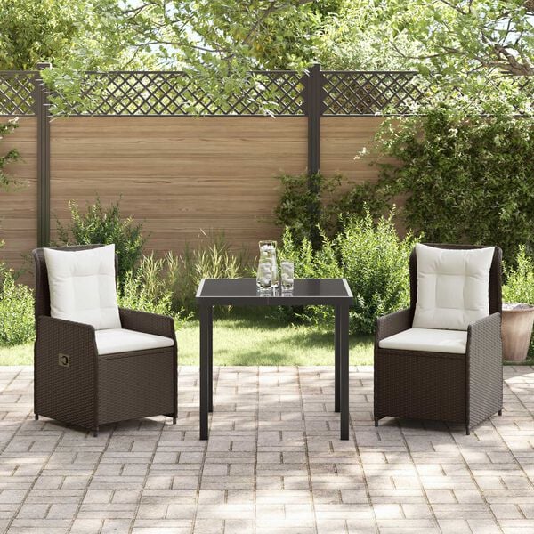 vidaXL Garten Essgruppe 3 pcs Braun Poly-Rattan