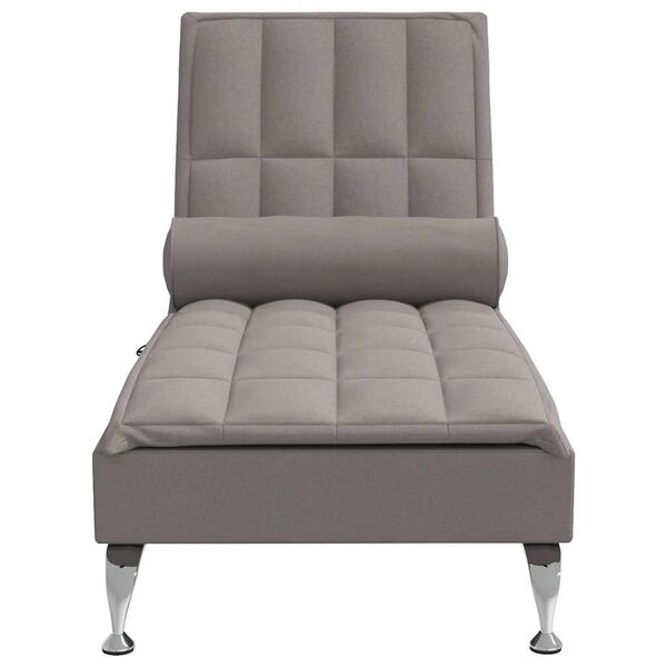 vidaXL Massage-Chaiselongue mit Nackenrolle Taupe Stoff