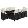 vidaXL 11-tlg. Garten-Bistro-Set mit Kissen Schwarz Poly Rattan