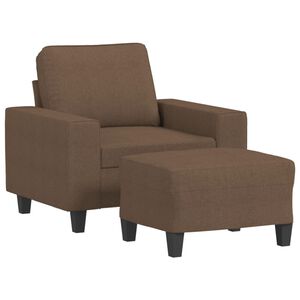 vidaXL Sessel mit Hocker Braun 60 cm Stoff