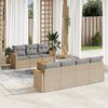 vidaXL 8-tlg. Garten-Sofagarnitur mit Kissen Beige Poly Rattan
