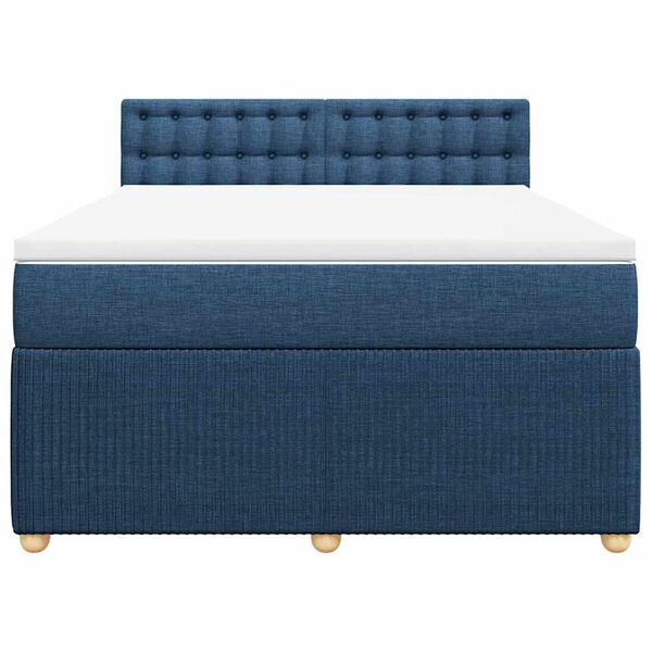 vidaXL Boxspringbett mit Matratze Blau 160x200 cm Stoff