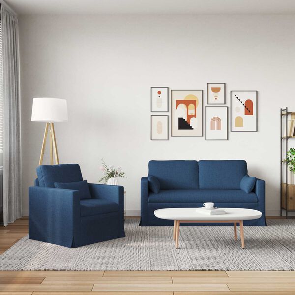 vidaXL Sofa 2 pcs Blau 158 x 78 x 80 cm Stoff