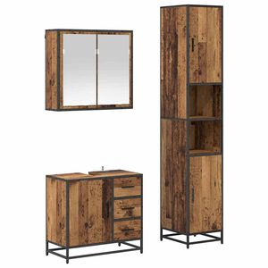 vidaXL Badezimmerm&ouml;bel-Set 3 Stk. Altholz Holzwerkstoff