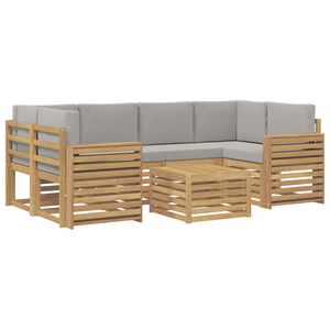 vidaXL Outdoor-Sofagarnitur 7 stk. Wei&szlig; und Hellgrau Polyester