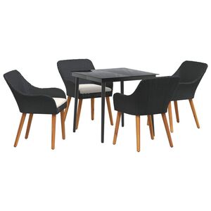 vidaXL Garten Essgruppe 5 stk. Schwarz Poly-Rattan