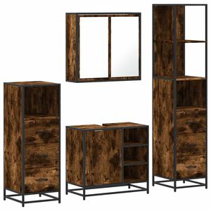 vidaXL 4-tlg. Badm&ouml;bel-Set R&auml;uchereiche Holzwerkstoff