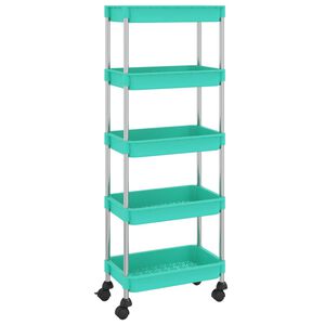 vidaXL K&uuml;chenwagen 5 Etagen T&uuml;rkis 42x29x128 cm Eisen und ABS