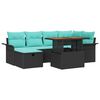 vidaXL Gartensofa-set mit Kissen 7 pcs Schwarz Poly-Rattan