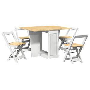 vidaXL 5-tlg. Butterfly-Esstisch-Set Corona Wei&szlig; Kiefernholz
