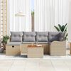 vidaXL Garten-Sofa-Set mit Kissen mit Speicher 7 pcs Beige Poly Rattan