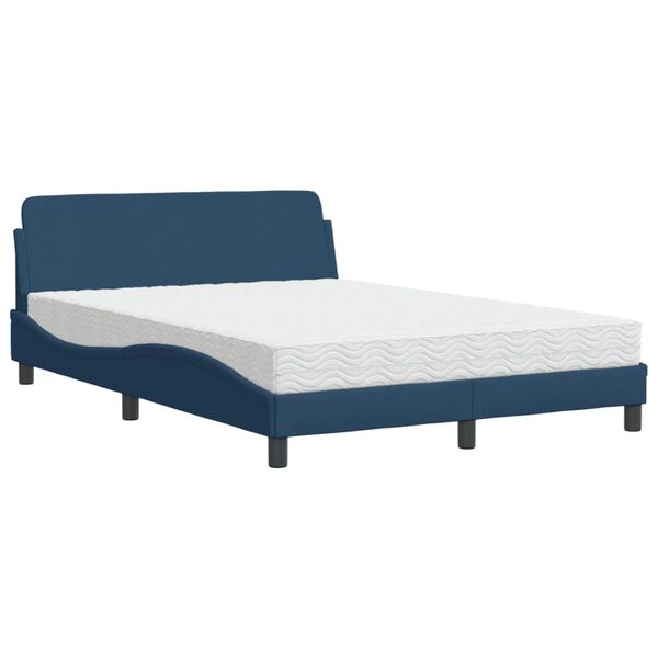 vidaXL Bett mit Matratze "Dover" Blau 140x200 cm Stoff