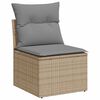 vidaXL 10-tlg. Garten-Sofagarnitur mit Kissen Beige Poly Rattan Akazie