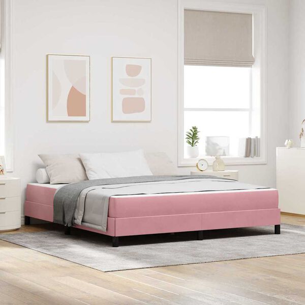 vidaXL Boxspringbett mit Matratze Rosa 180 x 200 cm Stoff