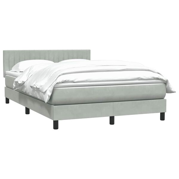vidaXL Boxspringbett mit Matratze Hellgrau 160x220 cm Samt