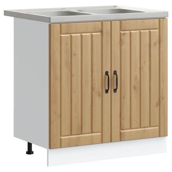 vidaXL Waschbecken-Unterschrank mit Speicher Lucca 2 pcs Artisan-Eiche