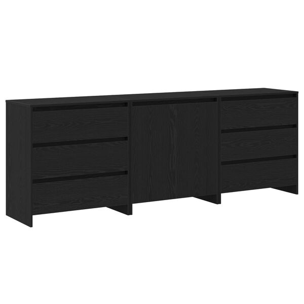 vidaXL Sideboard 3 pcs Schwarz 70 x 41 x 75 cm Holzwerkstoff