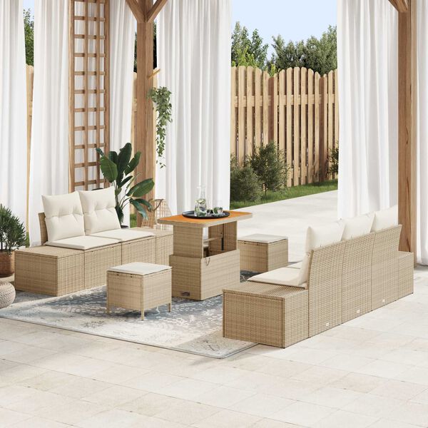 vidaXL Gartensofa-set mit Kissen 8 pcs Beige Poly-Rattan