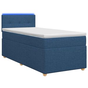 vidaXL Boxspringbett mit Matratze mit Kopfteil Blau 80 x 200 cm Stoff