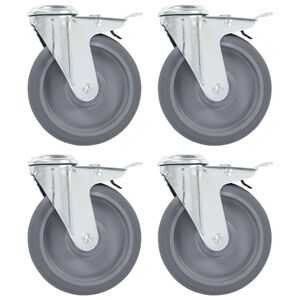 vidaXL Lenkrollen mit Bolzenloch und Doppelbremsen 4 Stk. 125 mm