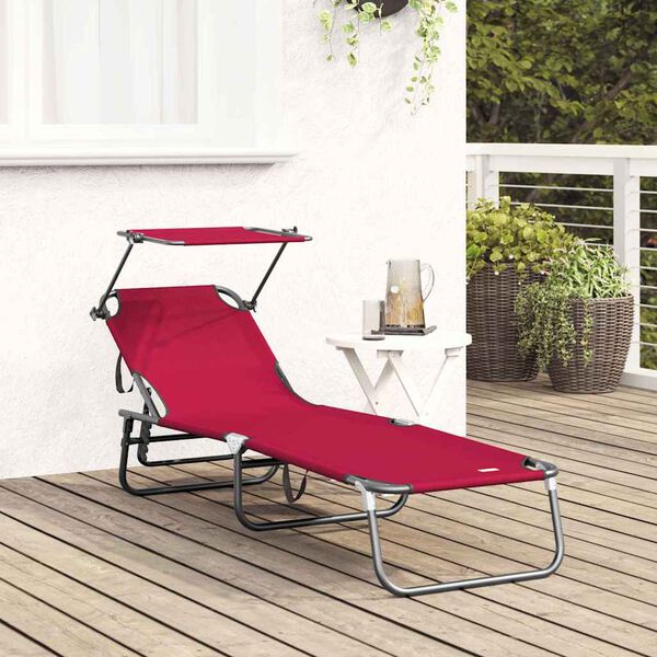 vidaXL Klappbare Sonnenliege mit Kissen Rot 56 x 190 x 81cm Stoff