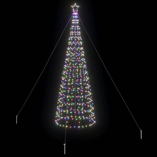 vidaXL LED Weihnachtsbaum mit Erdspie&szlig;en Mehrfarbig 400 cm Eisen