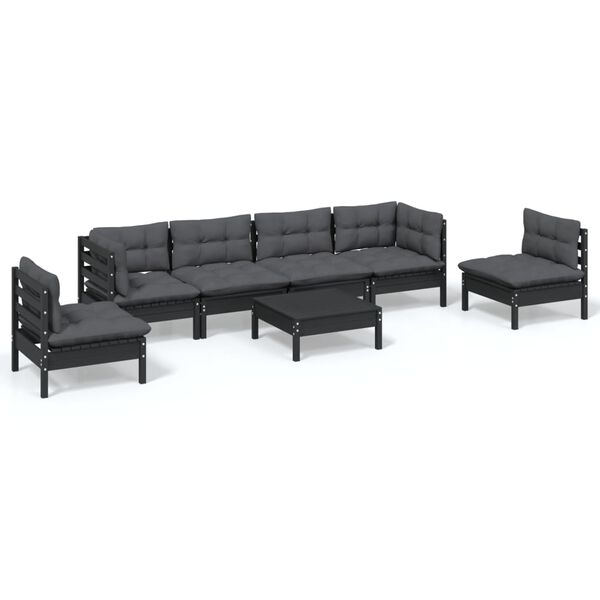 vidaXL 7-tlg. Garten-Lounge-Set mit Kissen Kiefer Massivholz