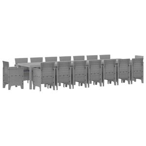 vidaXL Garten-Esszimmergarnitur mit Kissen 17 pcs Hellgrau PP