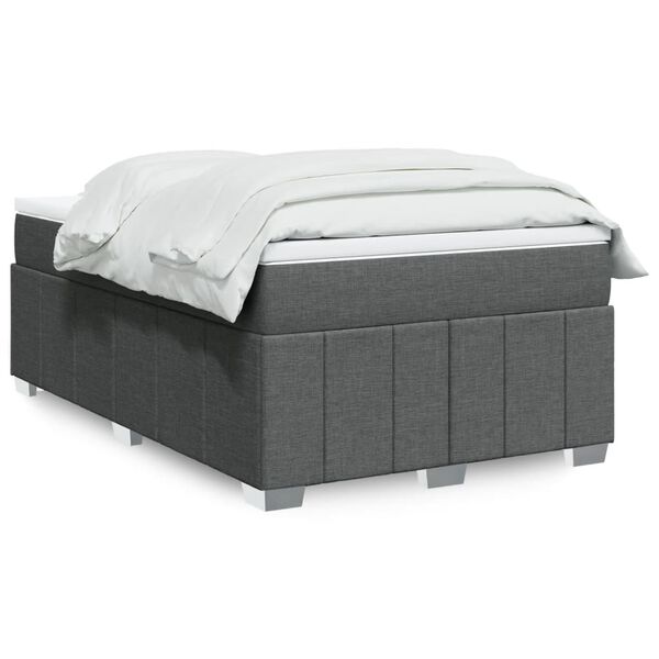 vidaXL Boxspringbett mit Matratze Dunkelgrau 120x200 cm Stoff