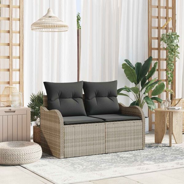 vidaXL Gartensofa Hellgrau 121 x 62 x 69cm Poly-Rattan