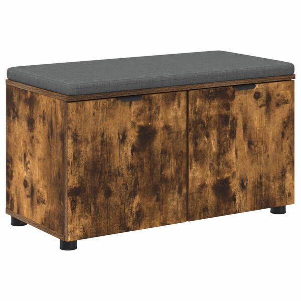 vidaXL Flurbank mit Kissen mit T&uuml;r Ger&auml;ucherte Eiche 80 x 46 x 46 cm