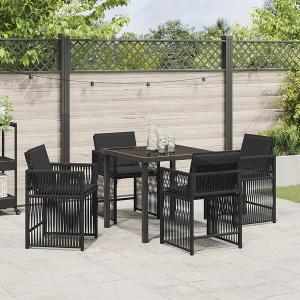 vidaXL Garten Essgruppe 5 pcs Schwarz Poly-Rattan