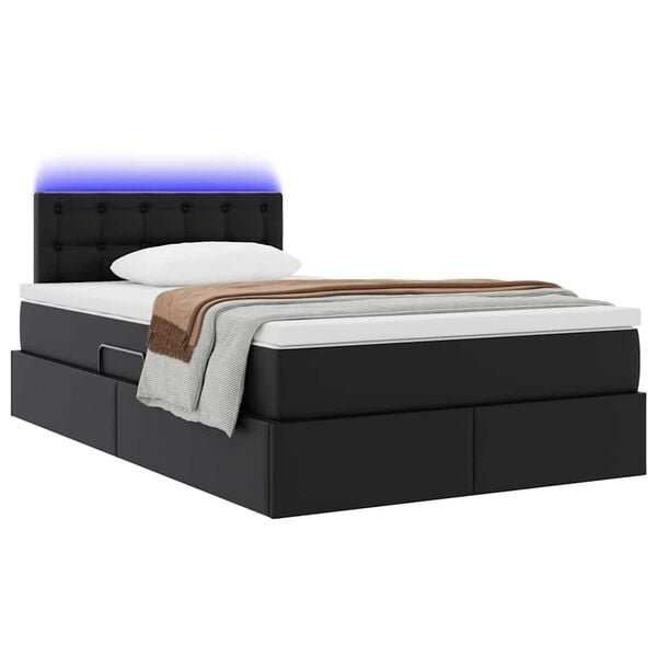 vidaXL Bett mit Stauraum und LED Schwarz 120 x 190 cm Kunstleder