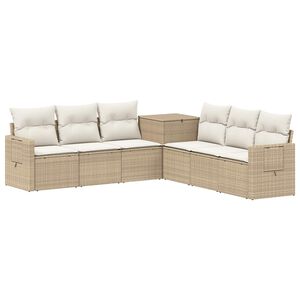 vidaXL Sofa Set 7 stk. Beige und Cremewei&szlig; Polyrattan und Stahl