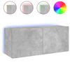 vidaXL TV-Wandschrank mit LED-Leuchten Betongrau 100x35x41 cm
