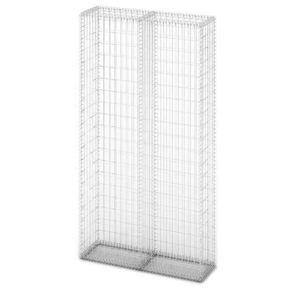 vidaXL Gabionenwand mit Glassteinen und LED-Lampe 85x30x200 cm