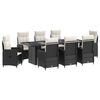vidaXL Outdoortisch-Set 9 stk. Schwarz und Cremewei&szlig; Poly-Rattan