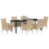 vidaXL Garten Essgruppe mit Kissen 7 pcs Beige Poly-Rattan