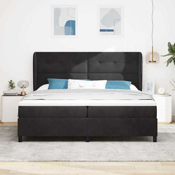 vidaXL Boxspringbett mit Matratze Schwarz 200 x 200 cm Samt