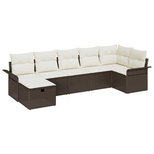vidaXL Gartensofa-set mit Kissen 7 pcs Braun und Creme Poly-Rattan