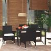vidaXL 5-tlg. Garten-Essgruppe mit Kissen Poly Rattan Schwarz