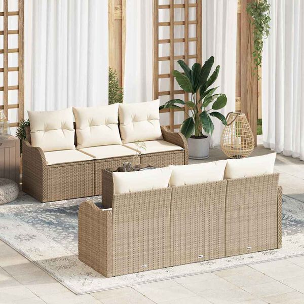 vidaXL Gartensofa-set Beige 55 x 55 x 37 cm Poly-Rattan