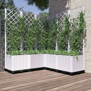vidaXL Pflanzk&uuml;bel mit Rankgitter Wei&szlig; 120x120x136 cm PP