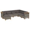 vidaXL 7-tlg. Garten-Sofagarnitur mit Kissen Grau Poly Rattan